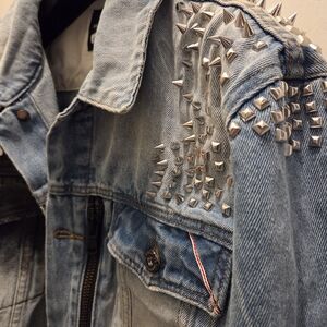 Cult of Individuality Light Blue Denim Studded Jacket